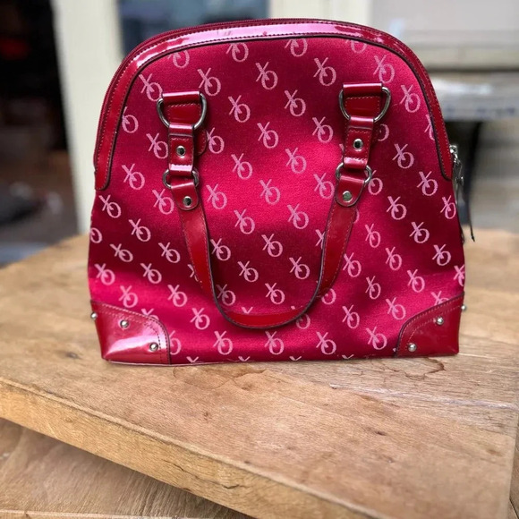 XOXO Red Patent Satchel Shoulder Bag – Monogram Studded Barbiecore Y2K Bling - Picture 5 of 10